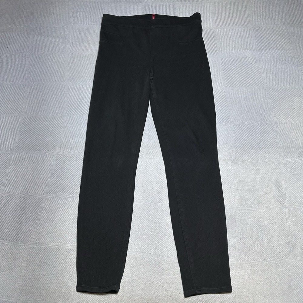 Spanx Black Ankle Jean-Ish Leggings Size‎ Medium Pull On Stretch Denim Look